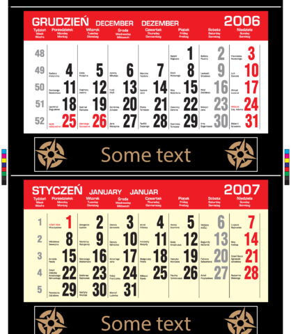 Graphic design Trigeminal wall calendar, 3 months calendar, Advertising calendar sample - Print preparation services FILE TO PRINT Tomasz Siniak Warsaw Poland / Projekt graficzny Kalendarz trójdzielny ścienny, kalendarz reklamowy przykład - Przygotowanie do druku FILE TO PRINT Tomasz Siniak Warszawa www.filetoprint.waw.pl