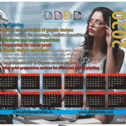 Graphic design Wall poster calendar, Advertising calendar sample - Print preparation services FILE TO PRINT Tomasz Siniak Warsaw Poland / Projekt graficzny Kalendarz ścienny plakatowy, kalendarz reklamowy przykład - Przygotowanie do druku FILE TO PRINT Tomasz Siniak Warszawa www.filetoprint.waw.pl