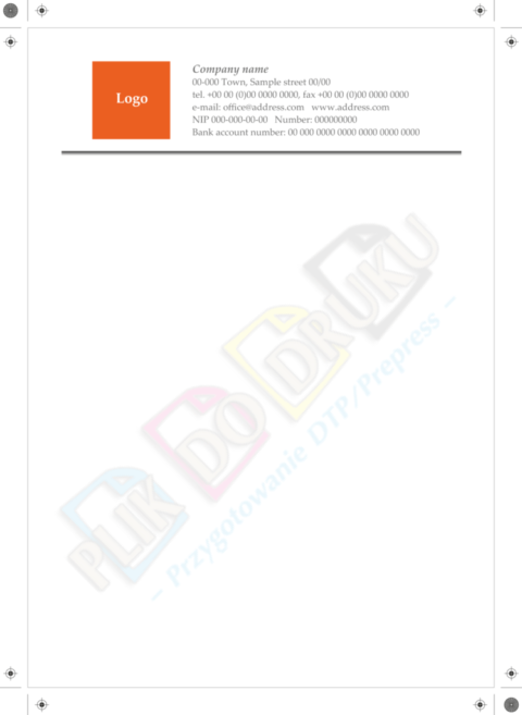 Graphic design Business company paper, letterhead paper sample - Print preparation services FILE TO PRINT Tomasz Siniak Printing services Warsaw Poland