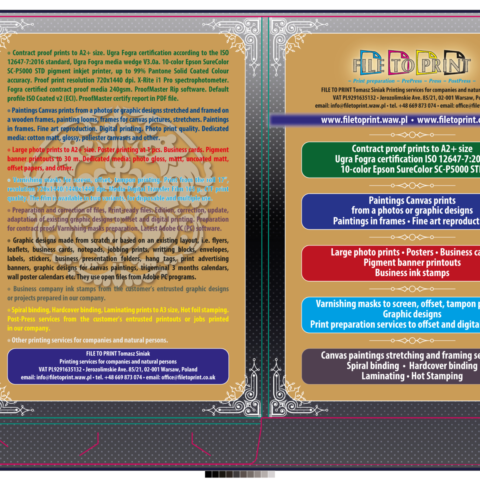 Graphic design - Business presentation folder, company paper case sample - Print preparation services FILE TO PRINT Tomasz Siniak Warsaw Poland / Projekt graficzny - Teczka firmowa ofertowa przykład - Przygotowanie do druku FILE TO PRINT Tomasz Siniak Warszawa www.filetoprint.waw.pl