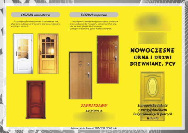2003 A4 trifold flyer graphic design front made by Tomasz Siniak