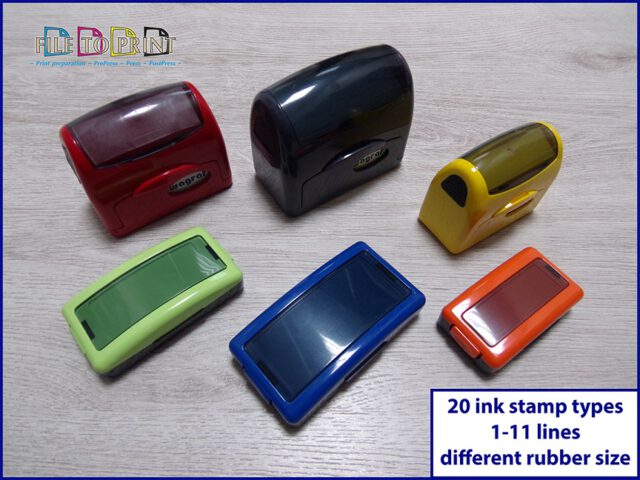 Business company ink stamps made from the our graphic designs or the customer’s projects. Automatic stamps by Wagraf company and other stamps. Rubber of stamps and ink to be agreed. Contact us! FILE TO PRINT Tomasz Siniak Printing services Warsaw Poland