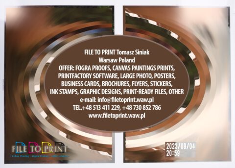 20230904 Large photo prints from the customer's entrusted photos. Digital printing on a Epson pigment inkjet or eco solvent printers. Media type to be agreed. FILE TO PRINT Tomasz Siniak Colour proofing, specialty digital printing and other services Warsaw Poland