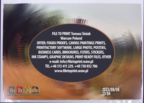 20230904 Large photo prints from the customer's entrusted photos. Digital printing on a Epson pigment inkjet or eco solvent printers. Media type to be agreed. FILE TO PRINT Tomasz Siniak Colour proofing, specialty digital printing and other services Warsaw Poland