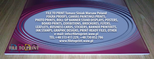 20240109_091911 Board prints, exhibitions, advertising boards, foamboard posters printed via eco solvent Epson printer, laminated and sticked on a PVC, dibond or aluminium boards. Media and board type to be agreed. Interested? Contact us. FILE TO PRINT Tomasz Siniak Warsaw Poland