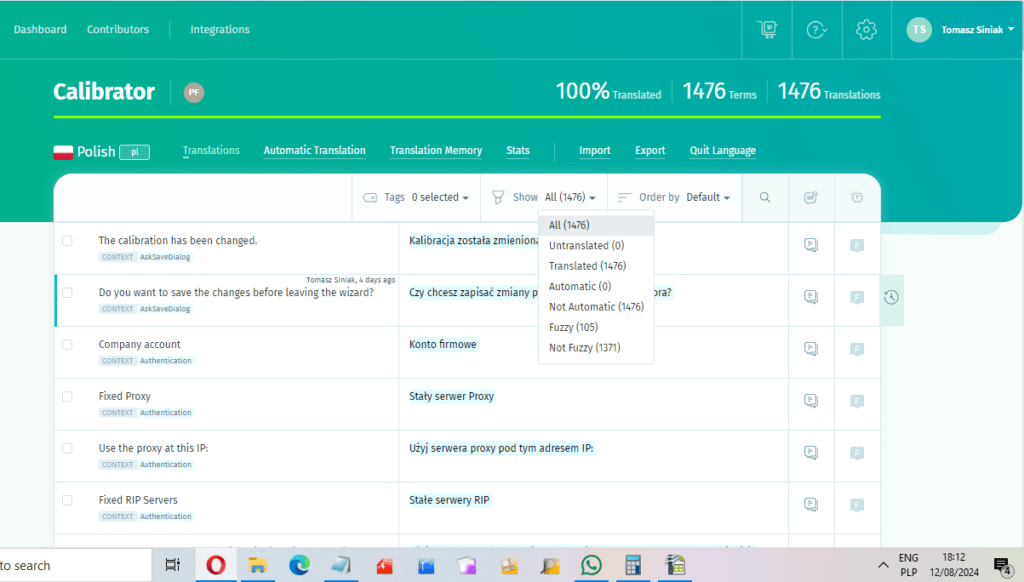 Screenshot 2024-08-12 181257 Tomasz Siniak PrintFactory Calibrator translations. Copyright by PrintFactory, POE editor, FILE TO PRINT Tomasz Siniak