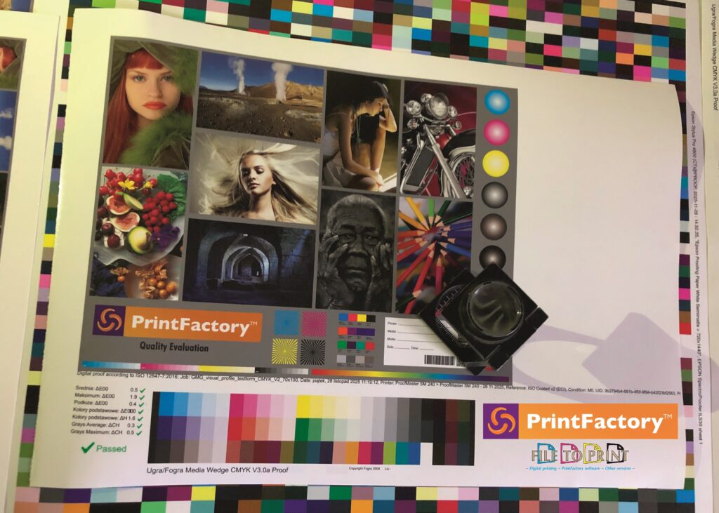 28-11-2025 FILE TO PRINT PrintFactory dealer ProofMaster software creation of media profile, test chart prints Warsaw Poland