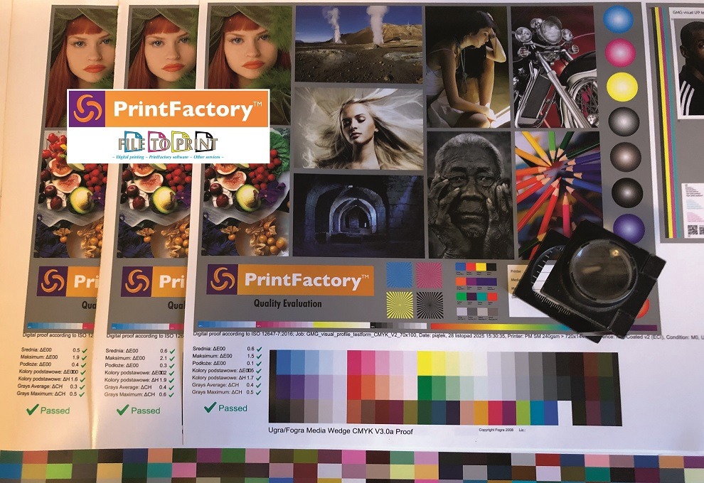 28-11-2025 FILE TO PRINT PrintFactory dealer ProofMaster software creation of media profile, test chart prints Warsaw Poland