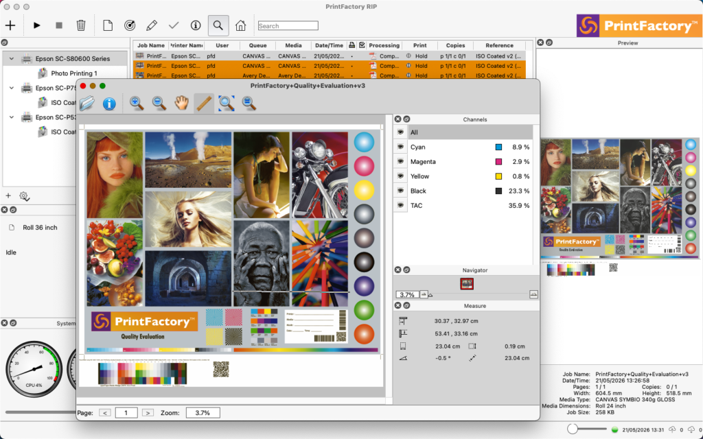 2026-05-21 at 13.36 PrintFactory Production RIP software Inspector on macOS in NFR version 2026_1_1_12499 FILE TO PRINT PrintFactory dealer Warsaw Poland