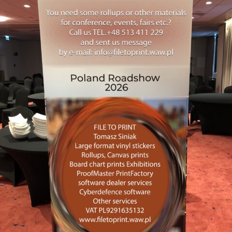 20260218_1202 FILE TO PRINT Tomasz Siniak Rollup banner stand display printed Warsaw Poland. Copyright by Incredible India, Mercure Hotel Warsaw, FILE TO PRINT Tomasz Siniak