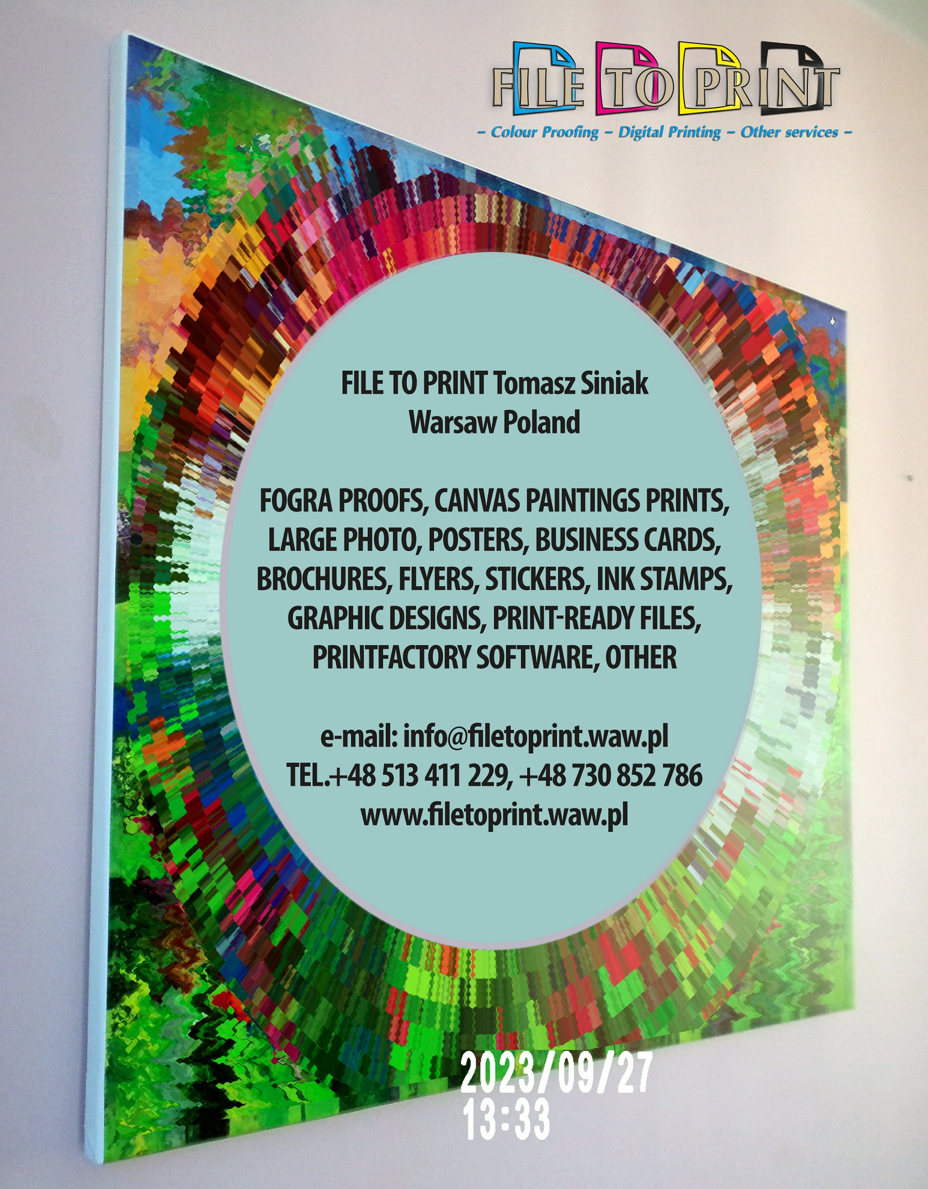 20230927_1333 Canvas prints from a photo or graphic design stretched by our own on a painting loom (blejtram). Full colour digital printing. Canvas type to be agreed. Interested? Call us! FILE TO PRINT Warsaw Poland / London United Kingdom